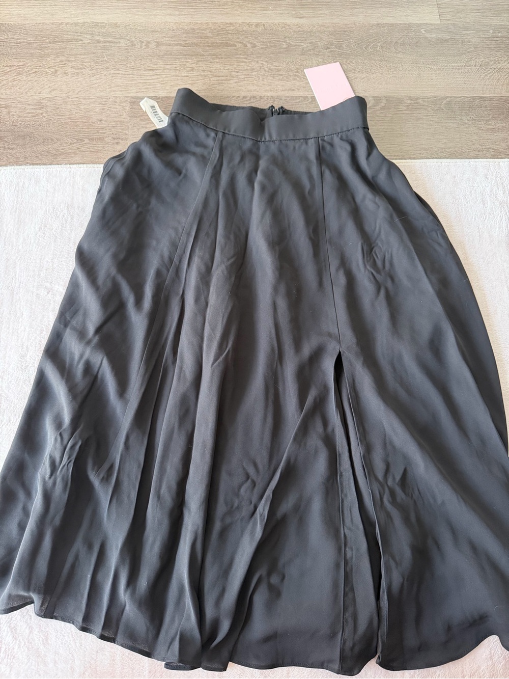 NWT Fame and Partners Black Chiffon Midi Skirt Black